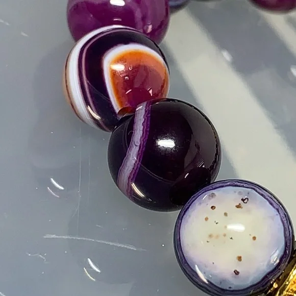 BANDED AGATE STONES NATURAL BRACELET size 6” - Picture 4 of 7